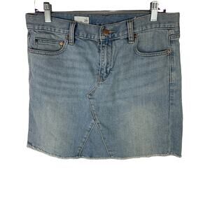 Gap 1969 Denim Light Wash Denim Jean Mini Skirt Raw Hem sz 29
